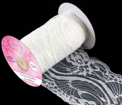 Eleganza Wide Lace Pattern No.359 95mm x 5m Ivory - Ribbons